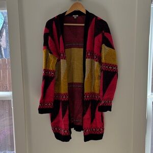 Ecote Vibrant Pink and Yellow Cardigan